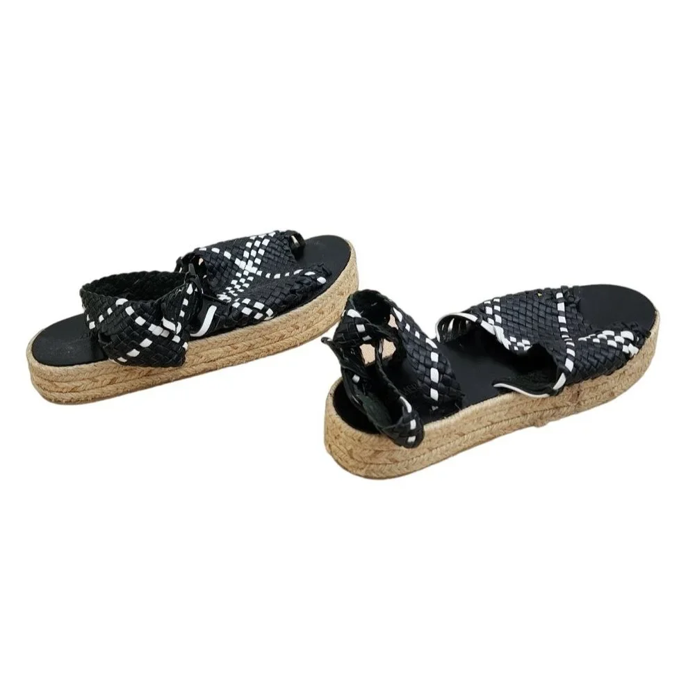 Zimmermann Espadrille Sandals Ankle Strap Black White Shoes Summer 5.5 36